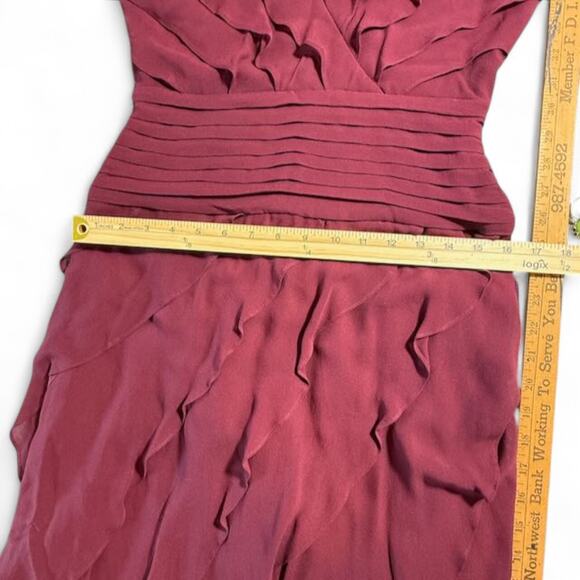 NWT VTG‎ Tadashi 100% Silk Ruffle Asymmetrical Halter Dress US 8P Y2K Burgundy - Picture 16 of 16